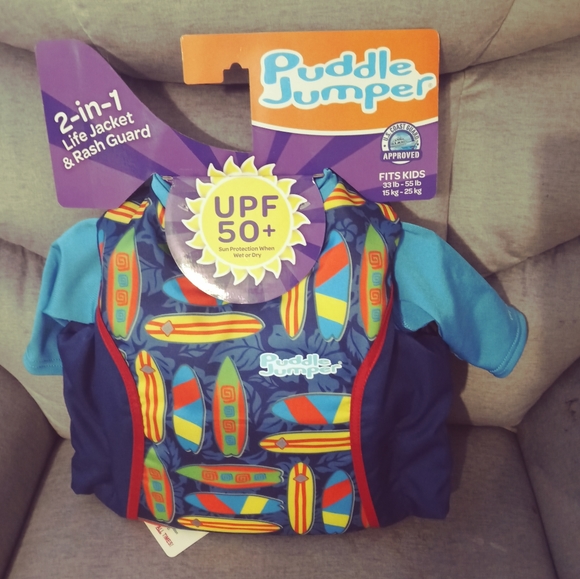 Swim Kids Blue Puddle Jumpers Life Jacket Life Vest Rash Guard Kids